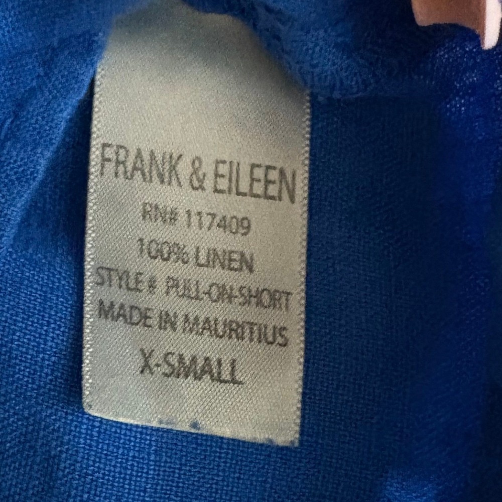 Frank & Eileen Womens Mae Linen Shorts XS Blue Pull On Casual Travel Coastal - Picture 6 of 7
